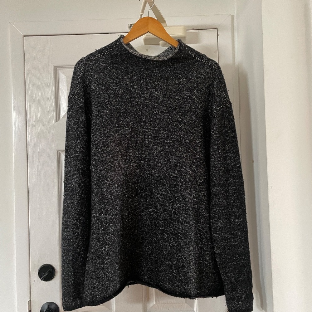 John Varvatos Cashmere Merino Wool Blend Mock Turtle Neck Knit Sweater Size Med